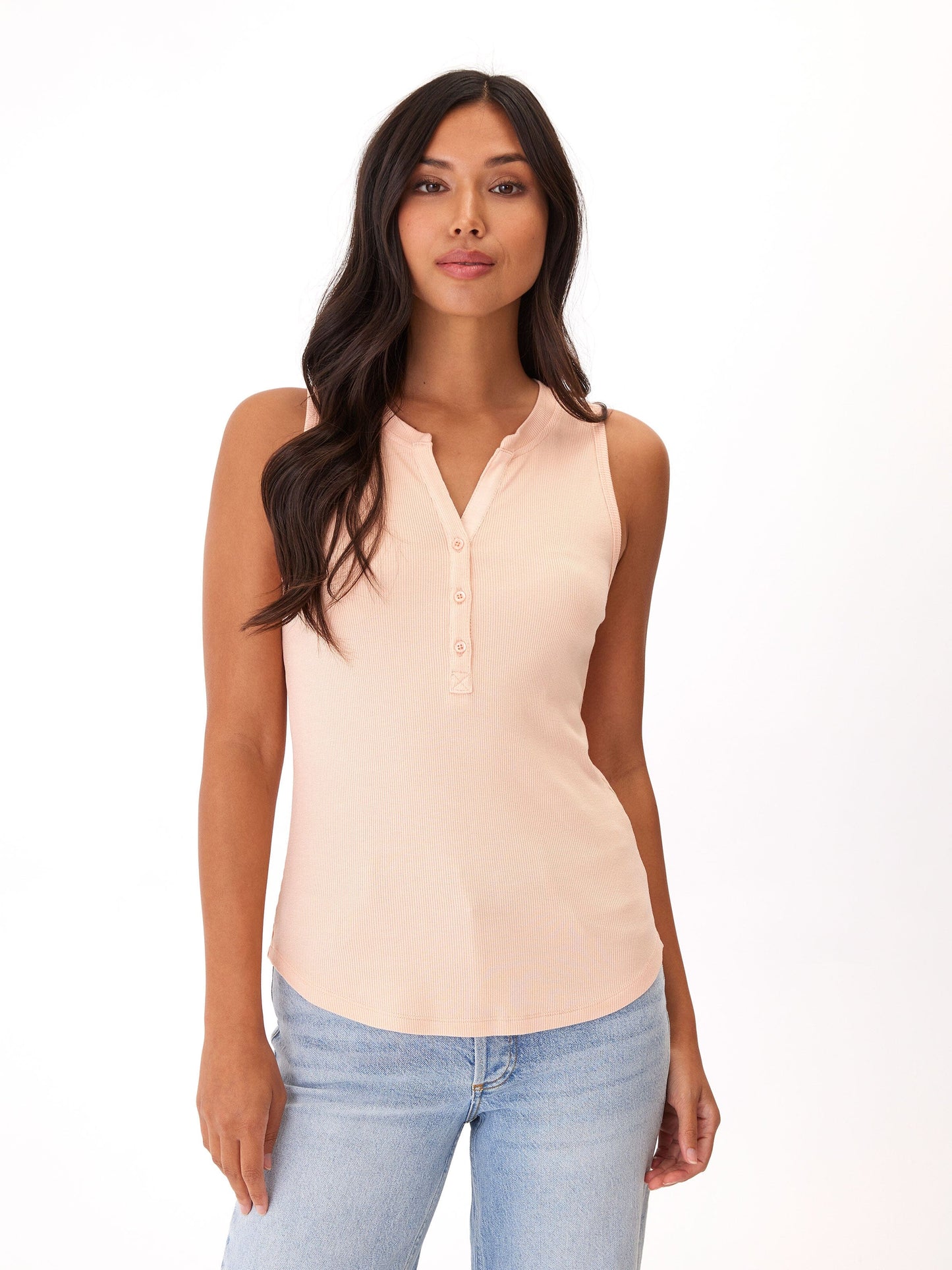 Akia Feather Rib Henley Tank