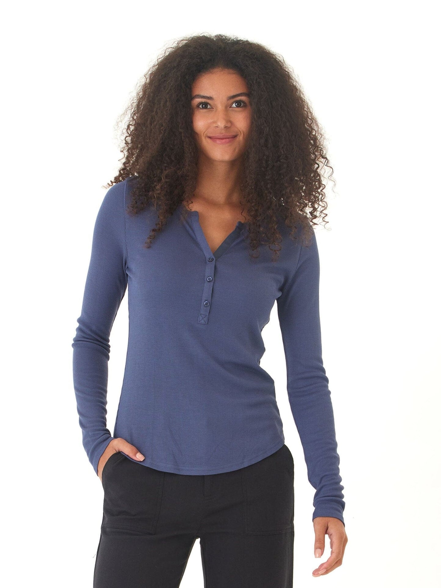 Akia Feather Rib Long Sleeve Henley