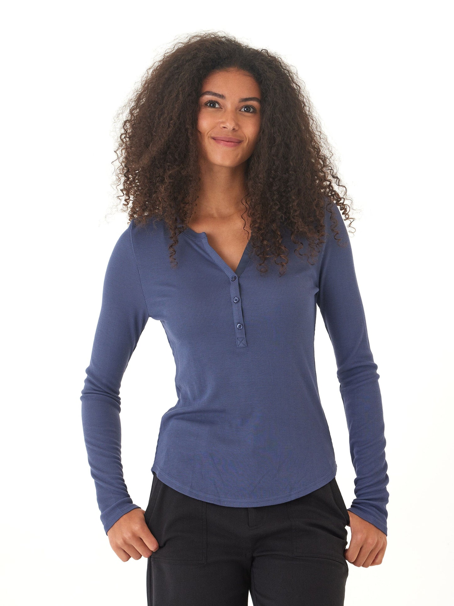 Akia Feather Rib Long Sleeve Henley