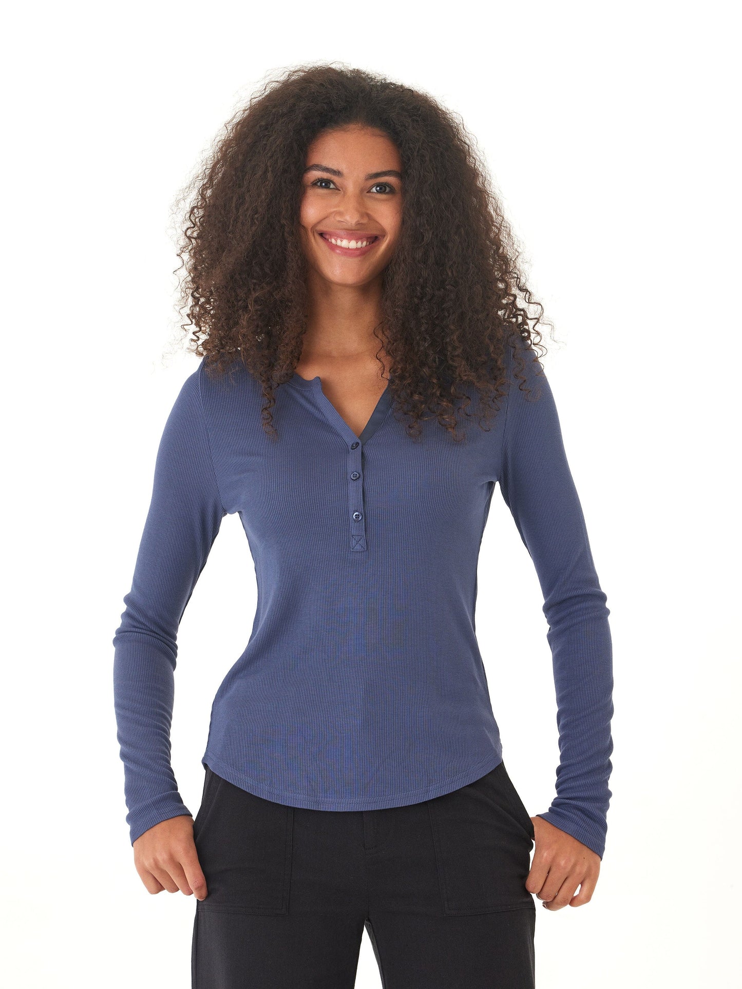 Akia Feather Rib Long Sleeve Henley