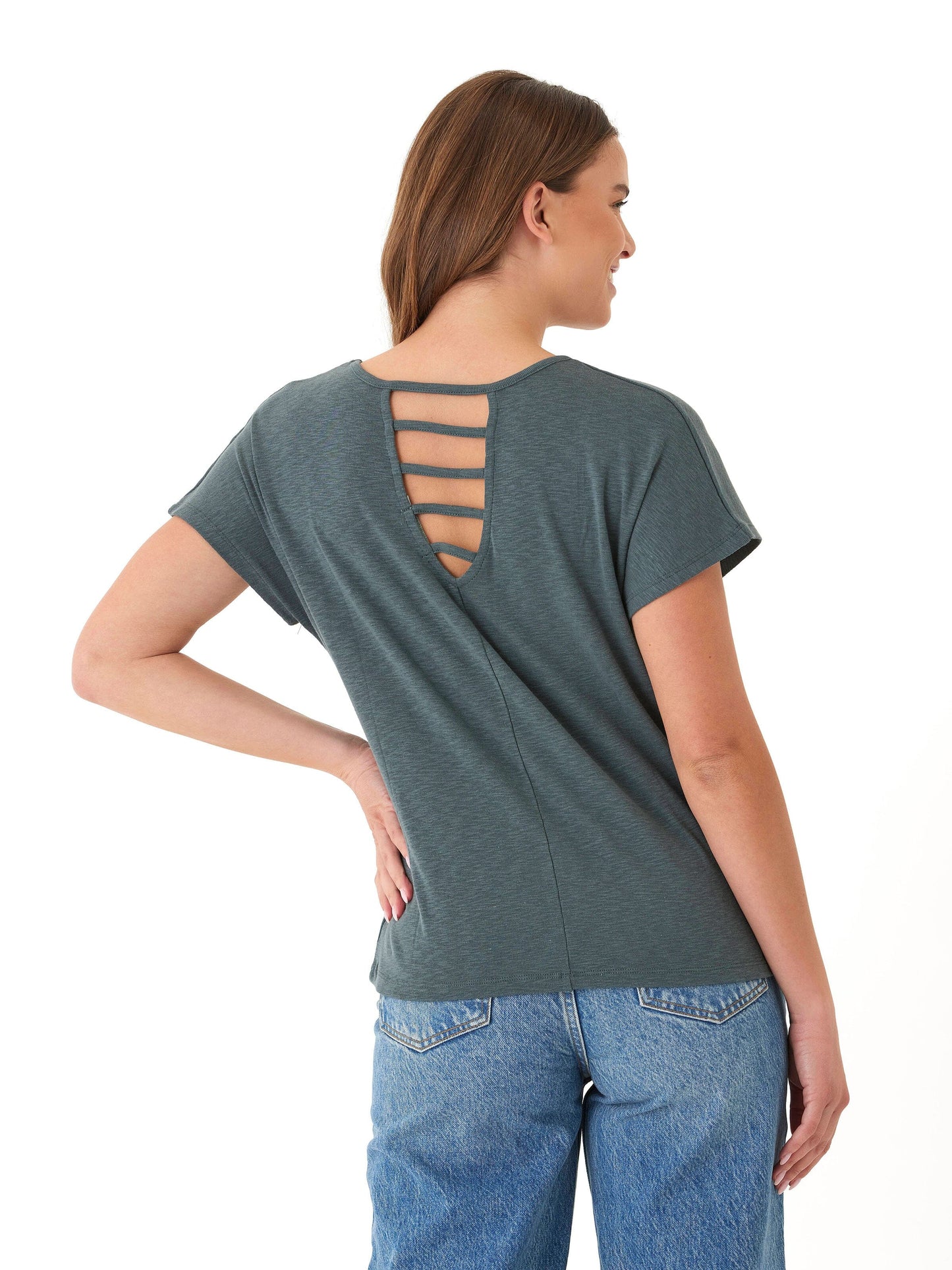 Alycia Textured Slub Jersey Cutout Top