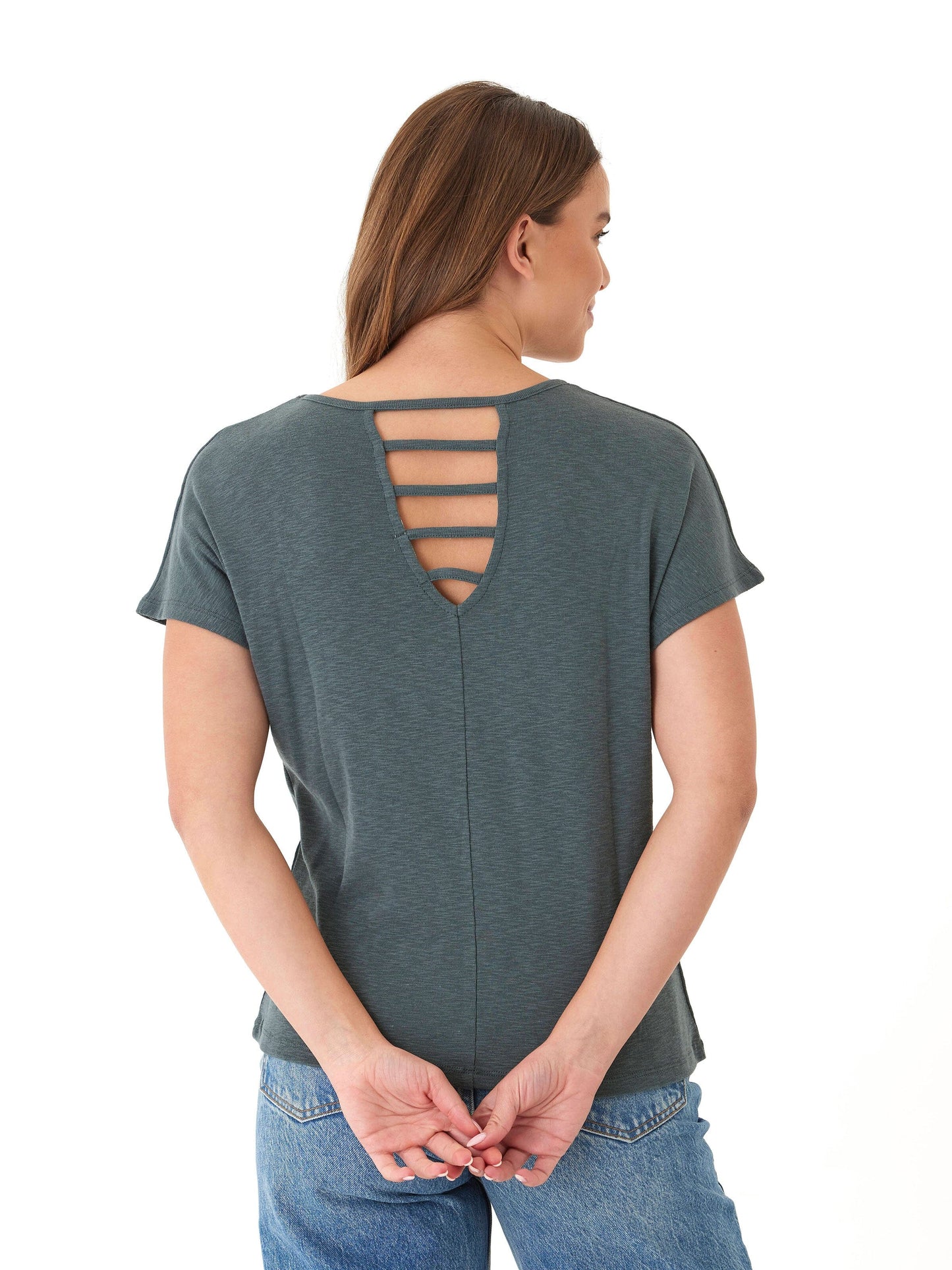 Alycia Textured Slub Jersey Cutout Top