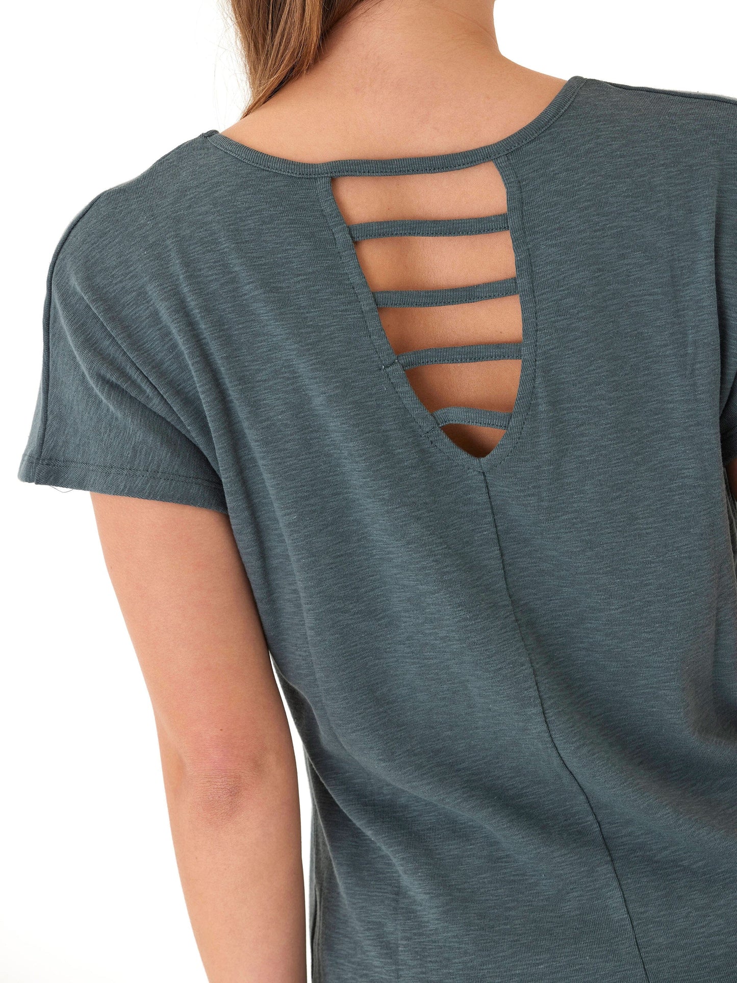 Alycia Textured Slub Jersey Cutout Top