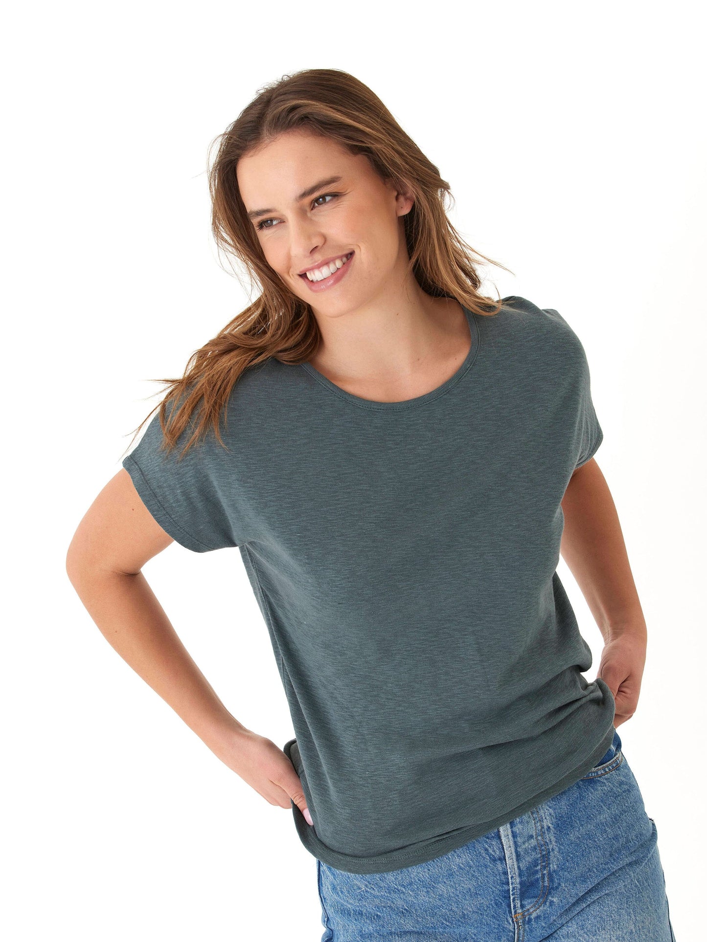 Alycia Textured Slub Jersey Cutout Top