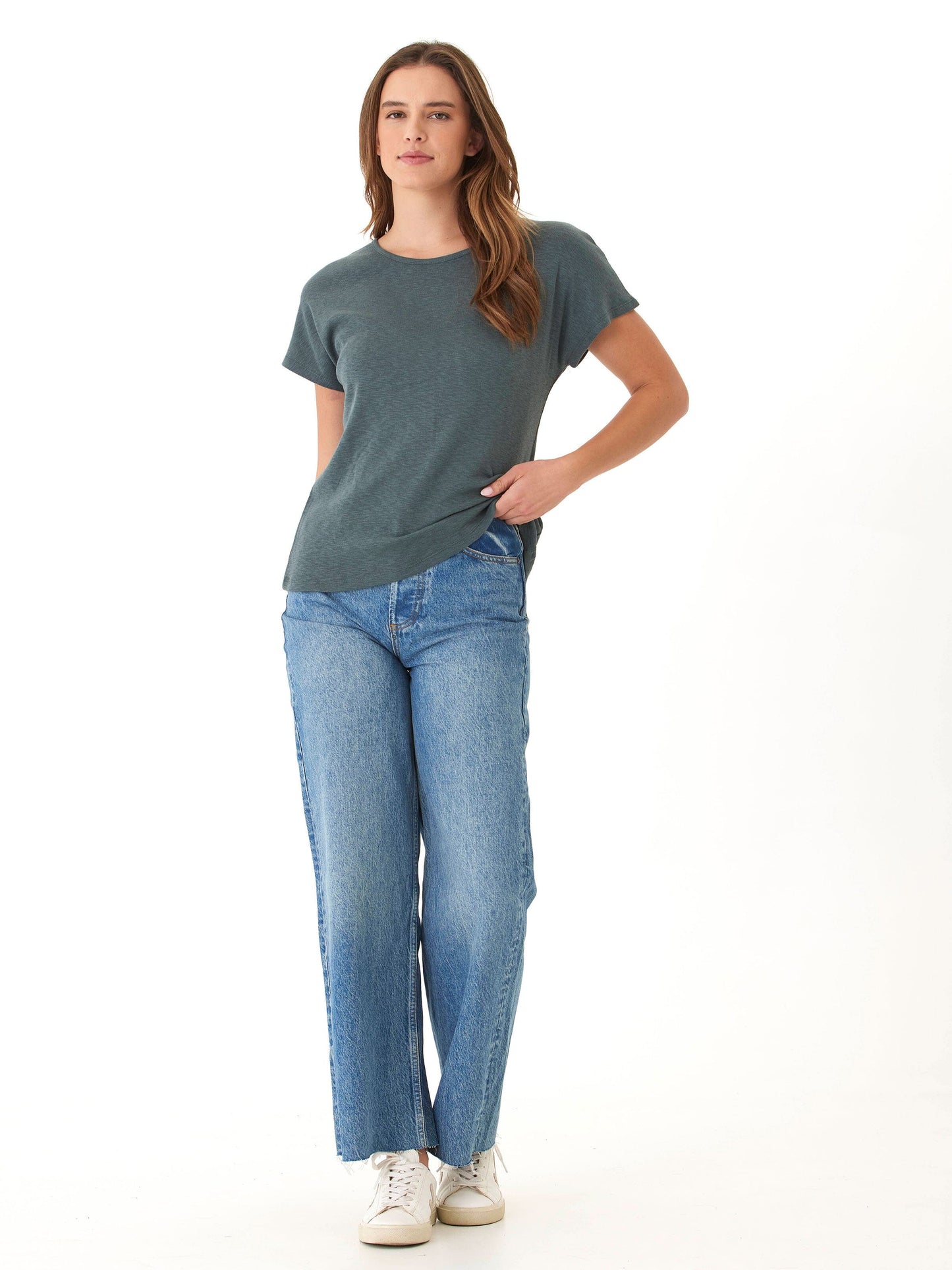 Alycia Textured Slub Jersey Cutout Top