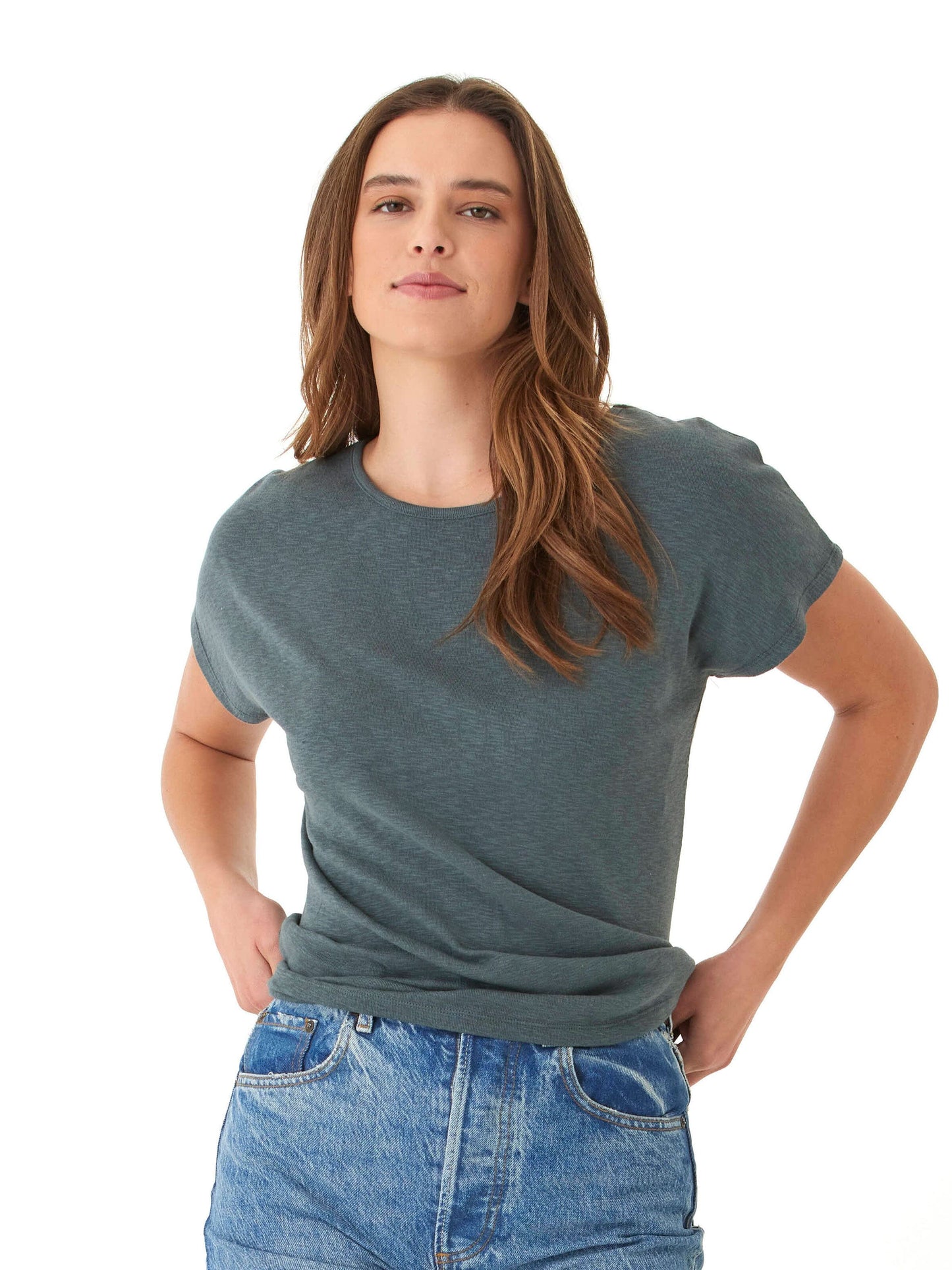 Alycia Textured Slub Jersey Cutout Top