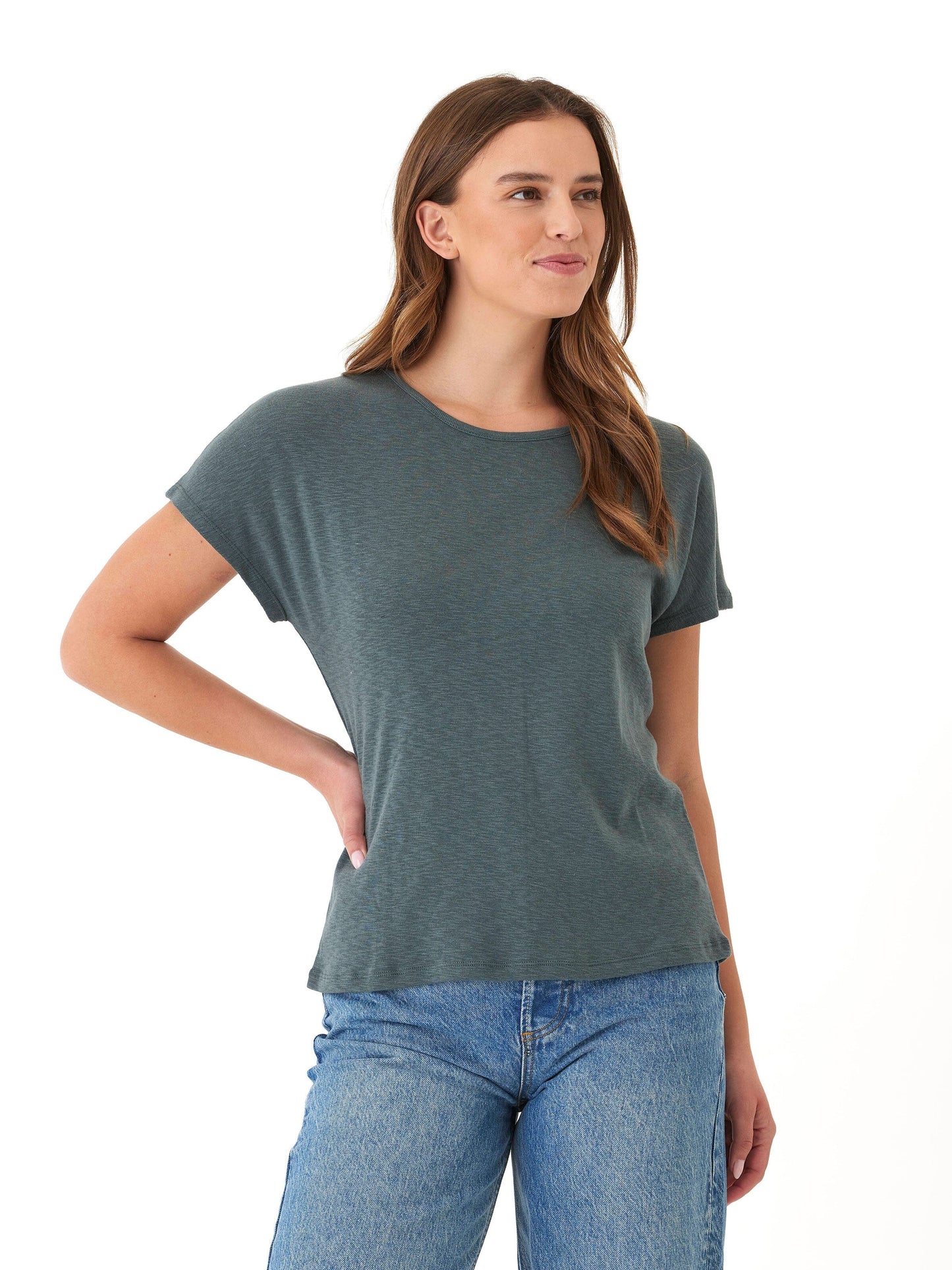 Alycia Textured Slub Jersey Cutout Top