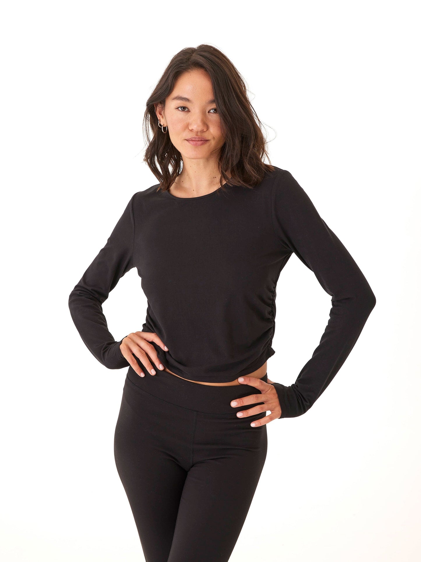 Amabella Heather Luxe Jersey Ruched Long Sleeve