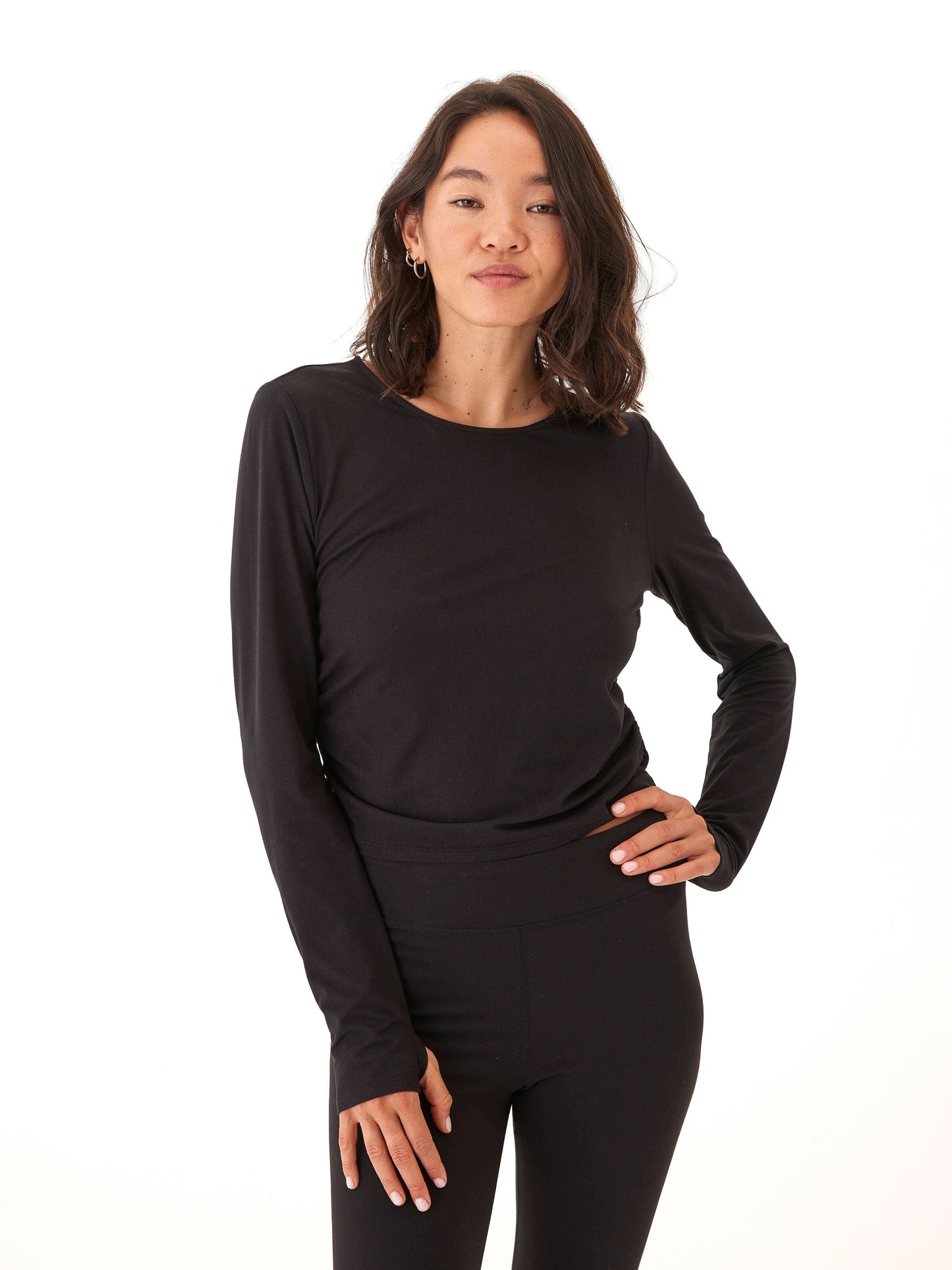 Amabella Heather Luxe Jersey Ruched Long Sleeve