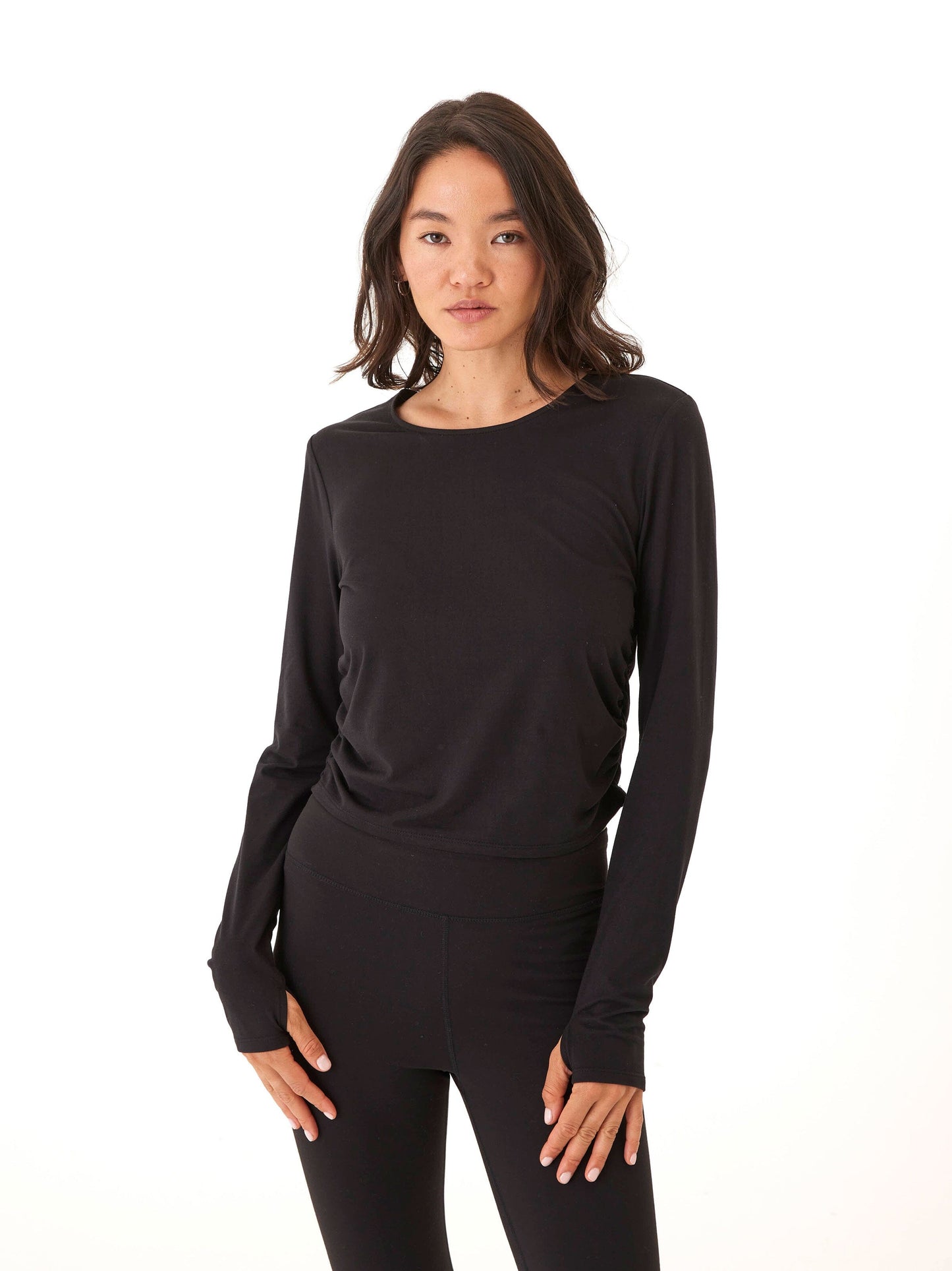 Amabella Heather Luxe Jersey Ruched Long Sleeve