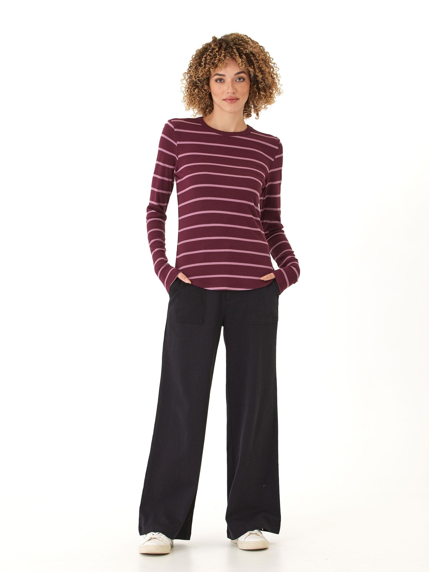 Torri Feather Rib Long Sleeve Crew Tee