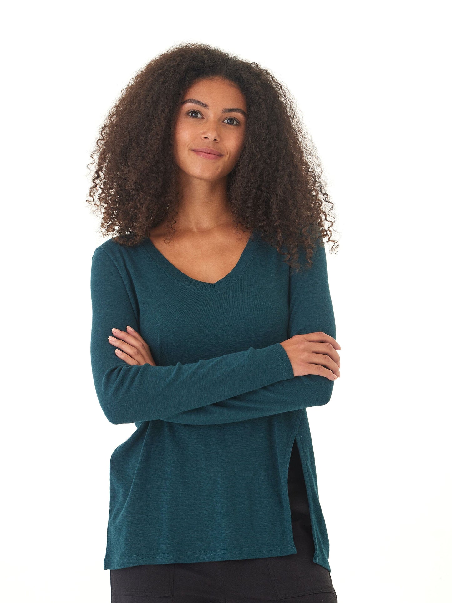 Agatha Textured Slub Jersey Slit Long Sleeve
