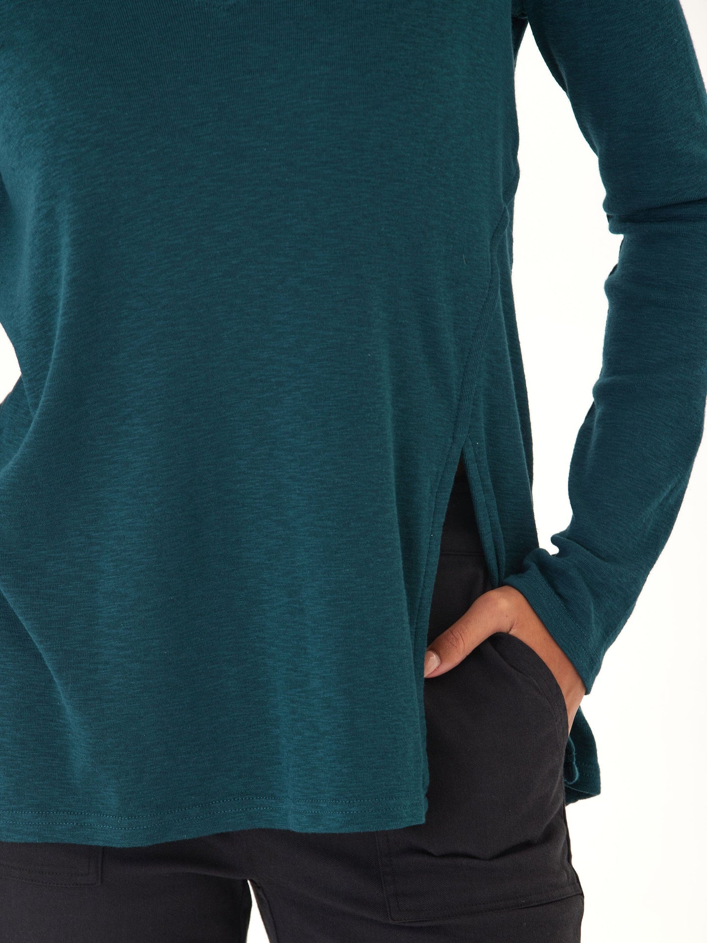Agatha Textured Slub Jersey Slit Long Sleeve