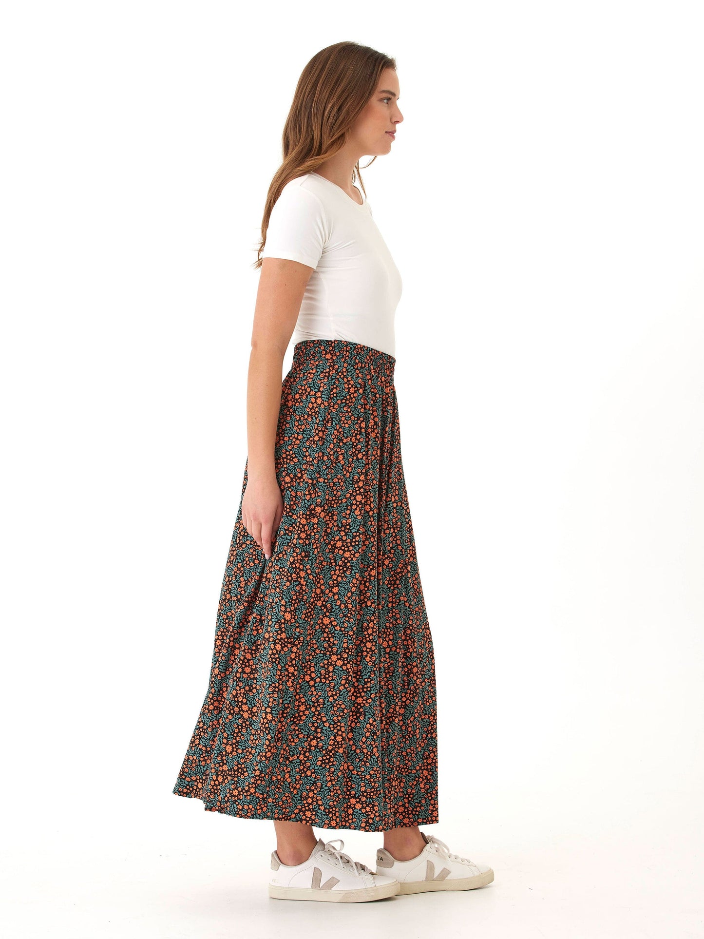 Anastacia Micro Bloom Print Woven Maxi Skirt