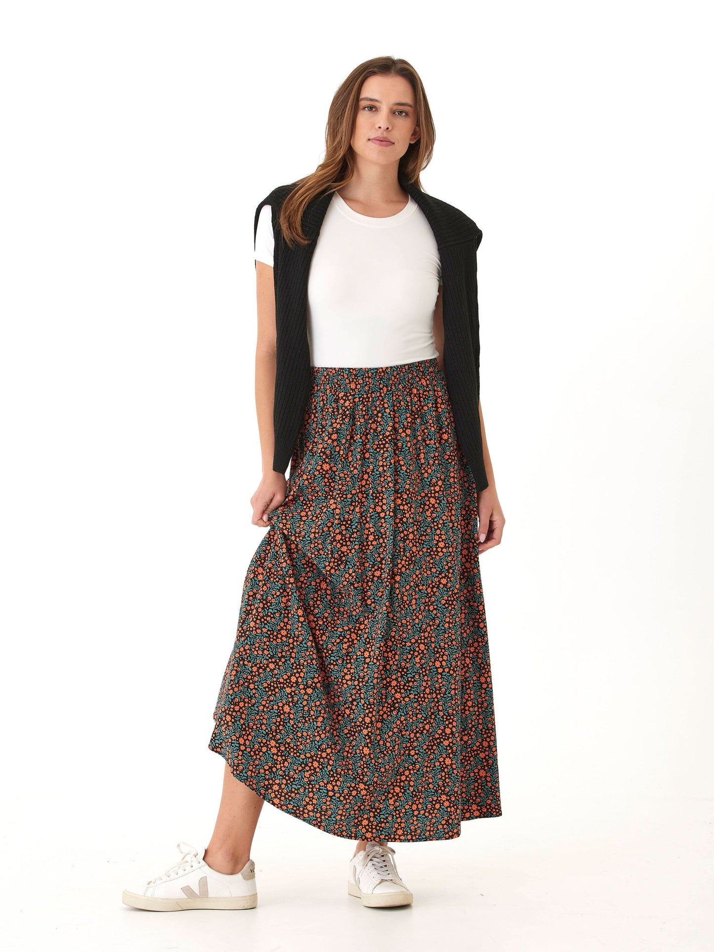 Anastacia Micro Bloom Print Woven Maxi Skirt