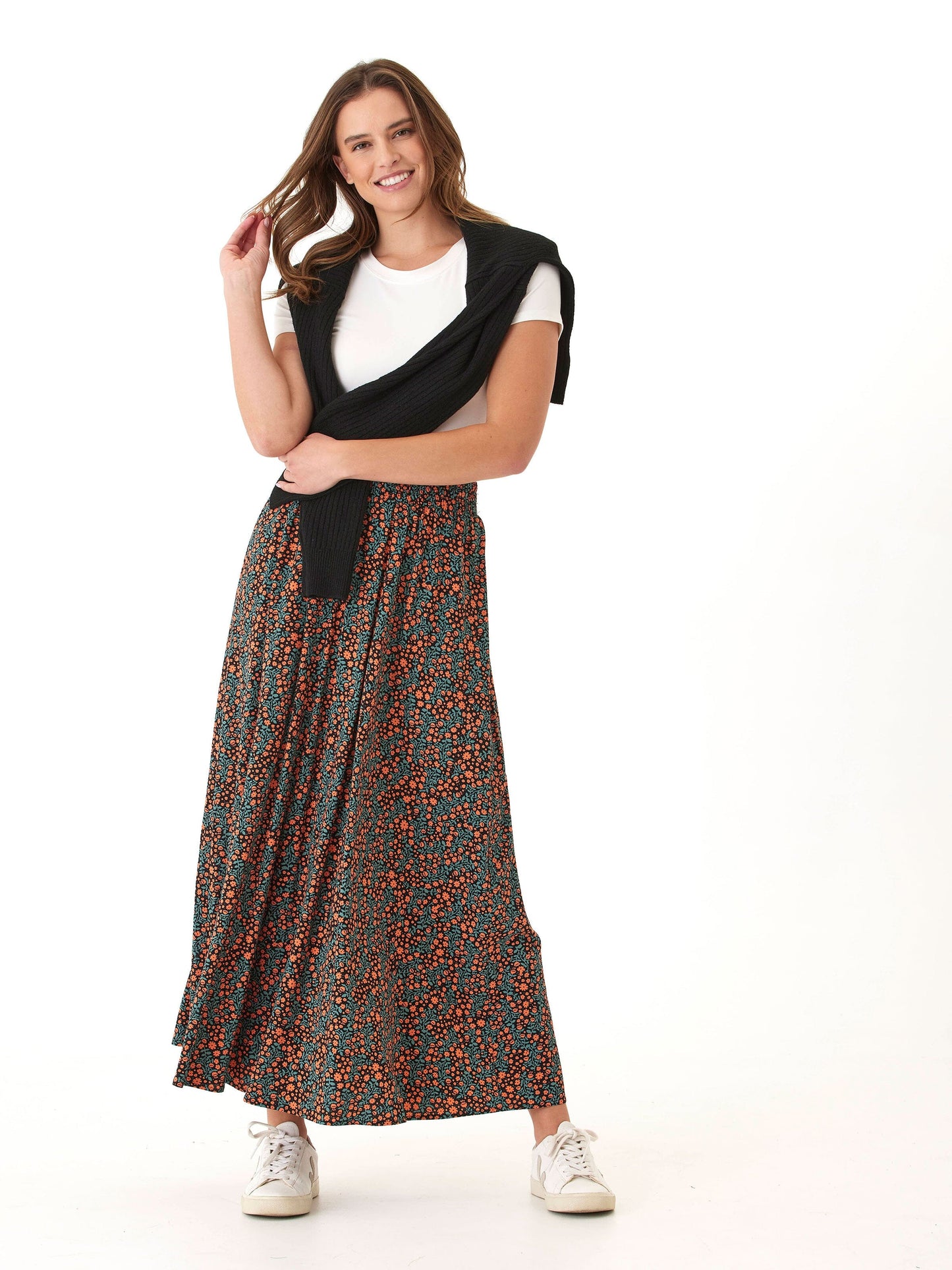 Anastacia Micro Bloom Print Woven Maxi Skirt