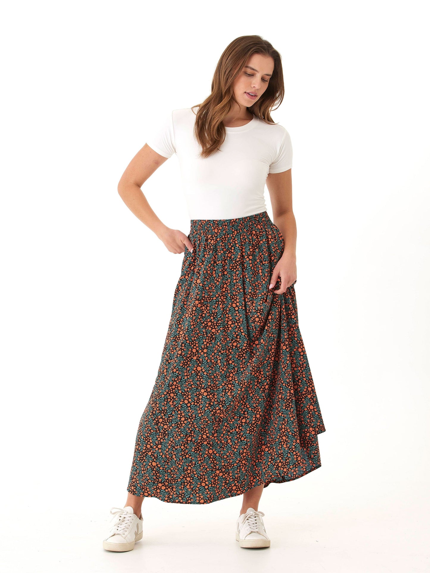 Anastacia Micro Bloom Print Woven Maxi Skirt