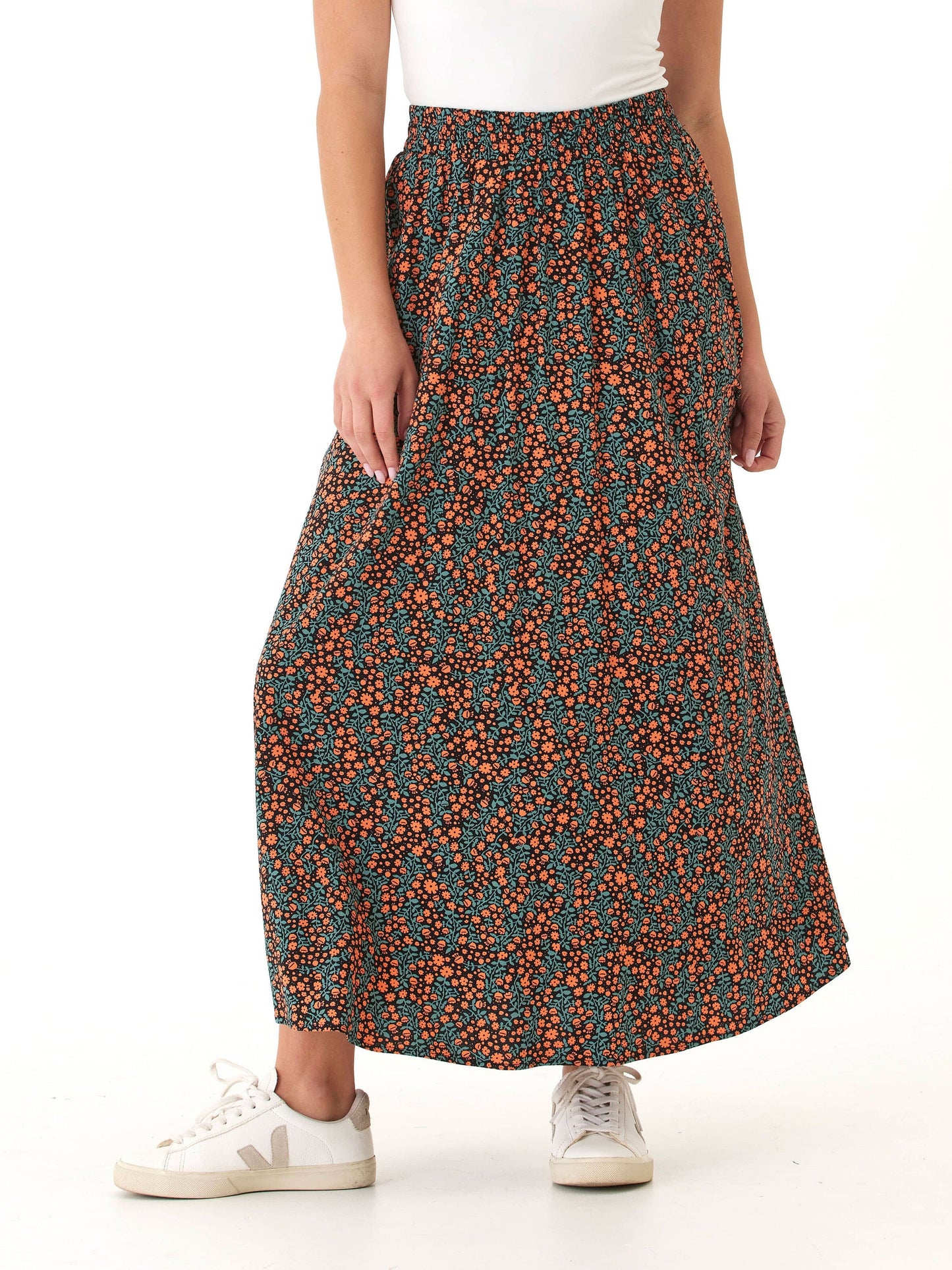 Anastacia Micro Bloom Print Woven Maxi Skirt