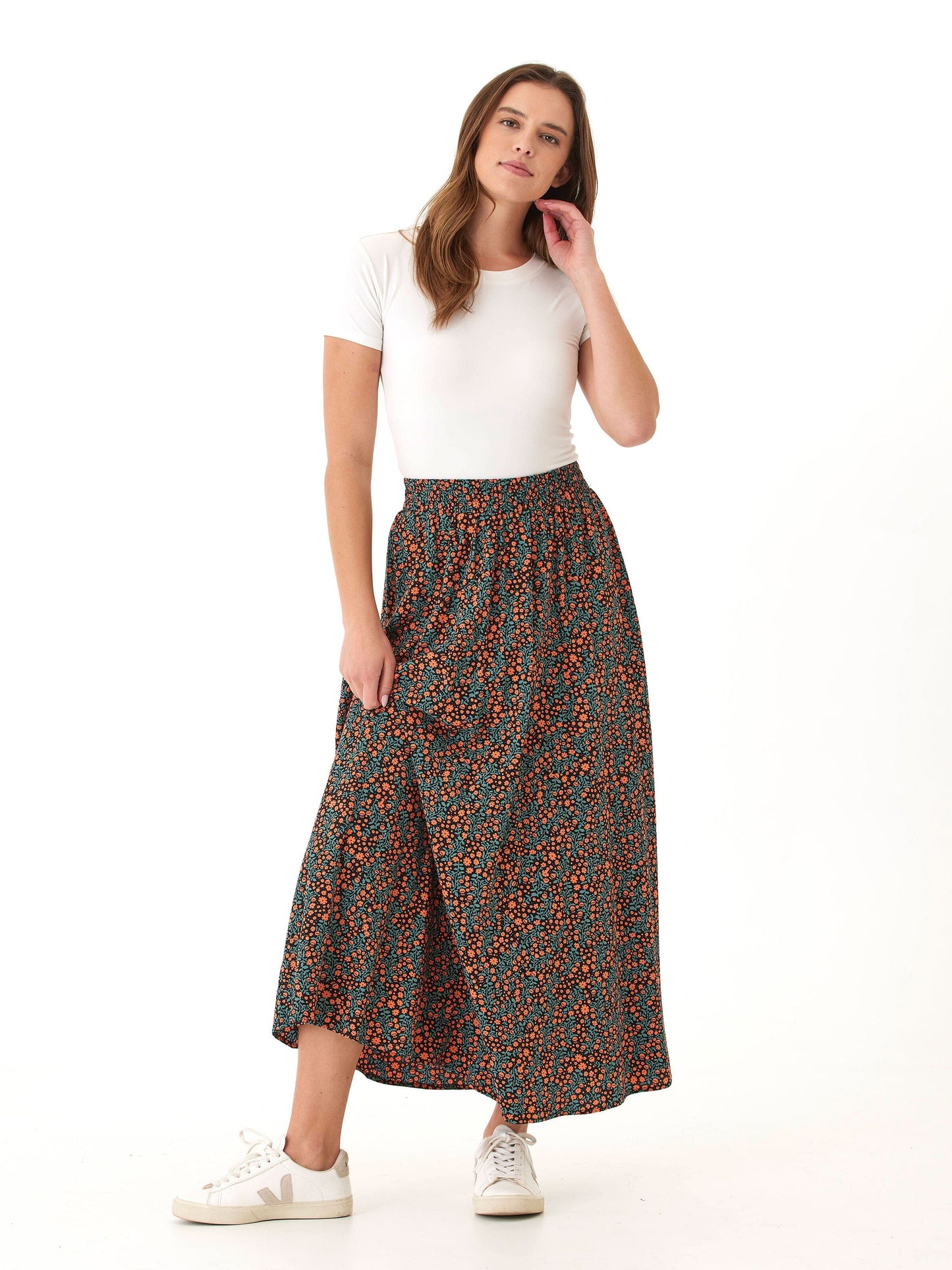 Anastacia Micro Bloom Print Woven Maxi Skirt