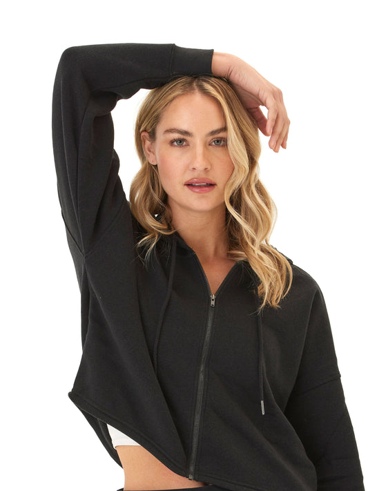 Venetia Triblend Fleece Crop Zip Hoodie
