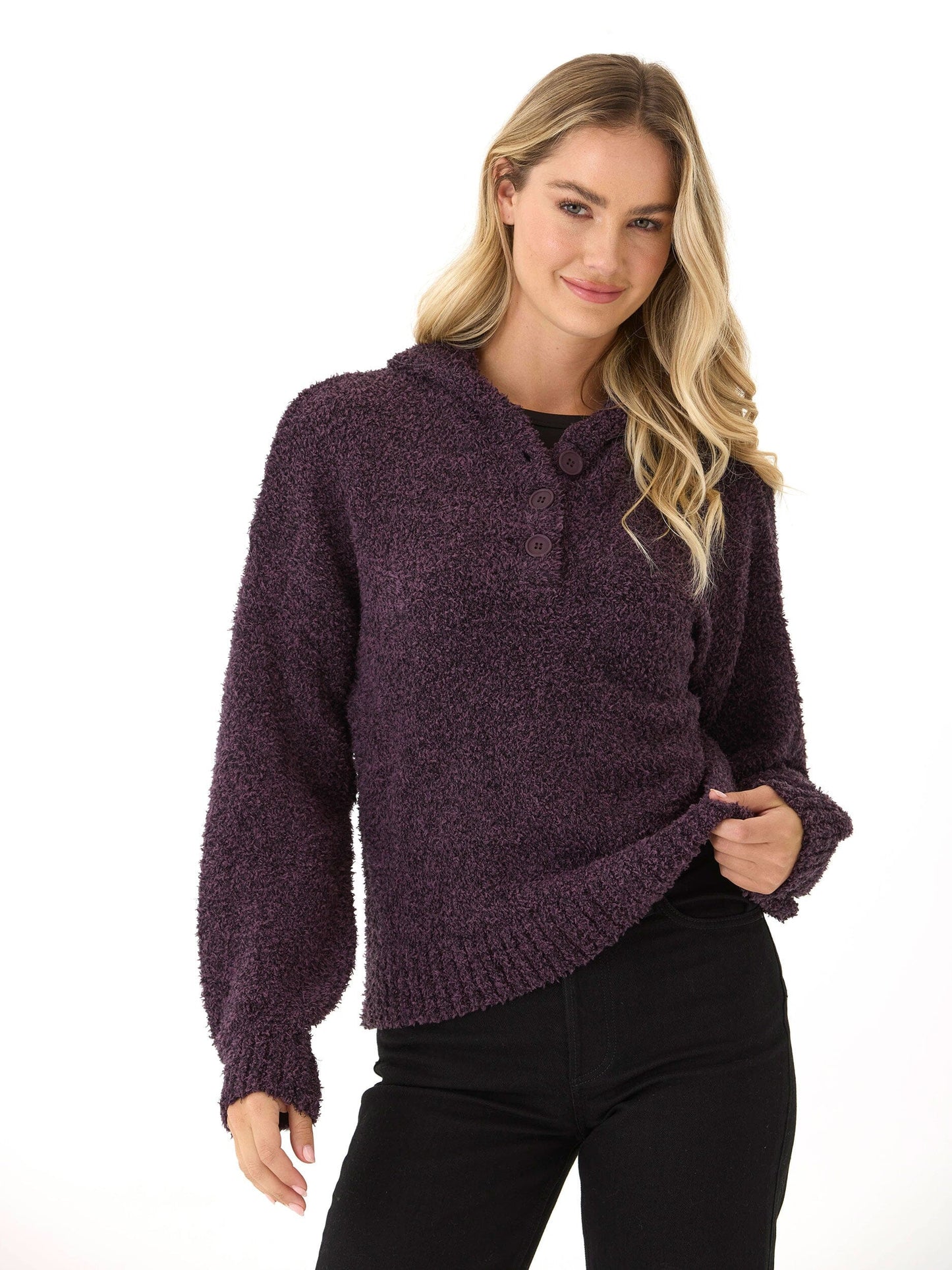 Tanisha Boucle Henley Hoodie