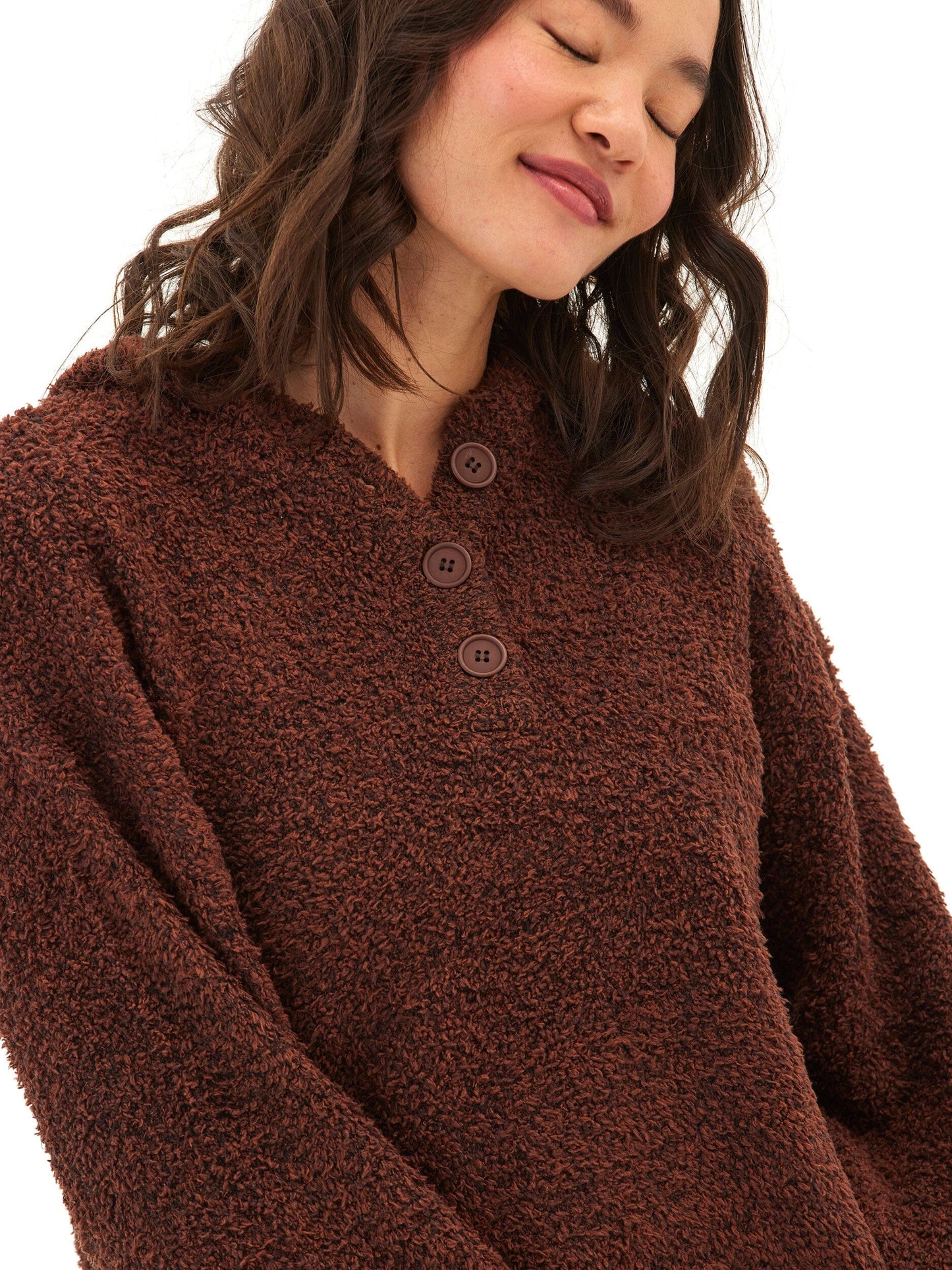Tanisha Boucle Henley Hoodie