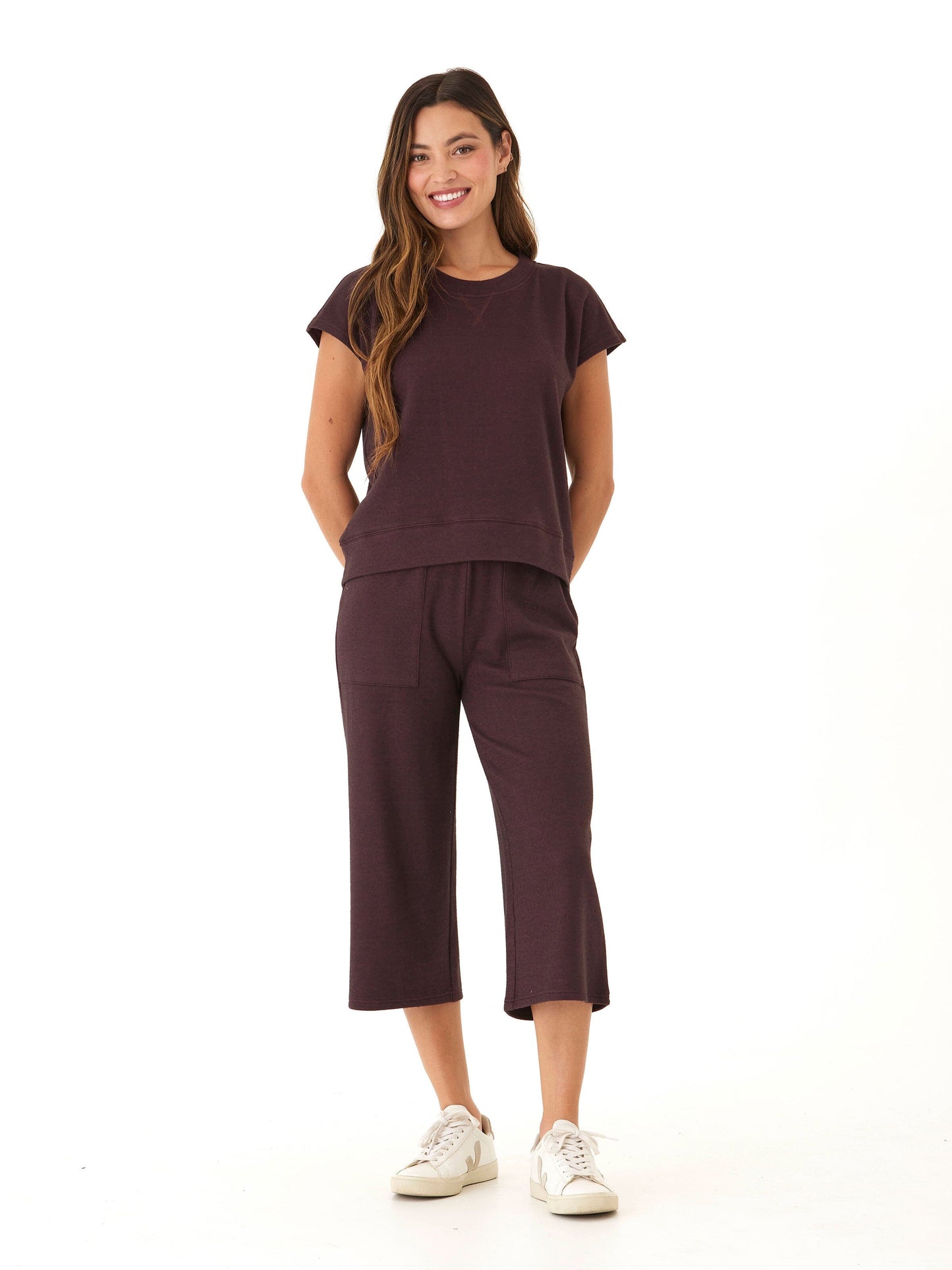 Beatrice Dream Fleece Wide Leg Capri Pant