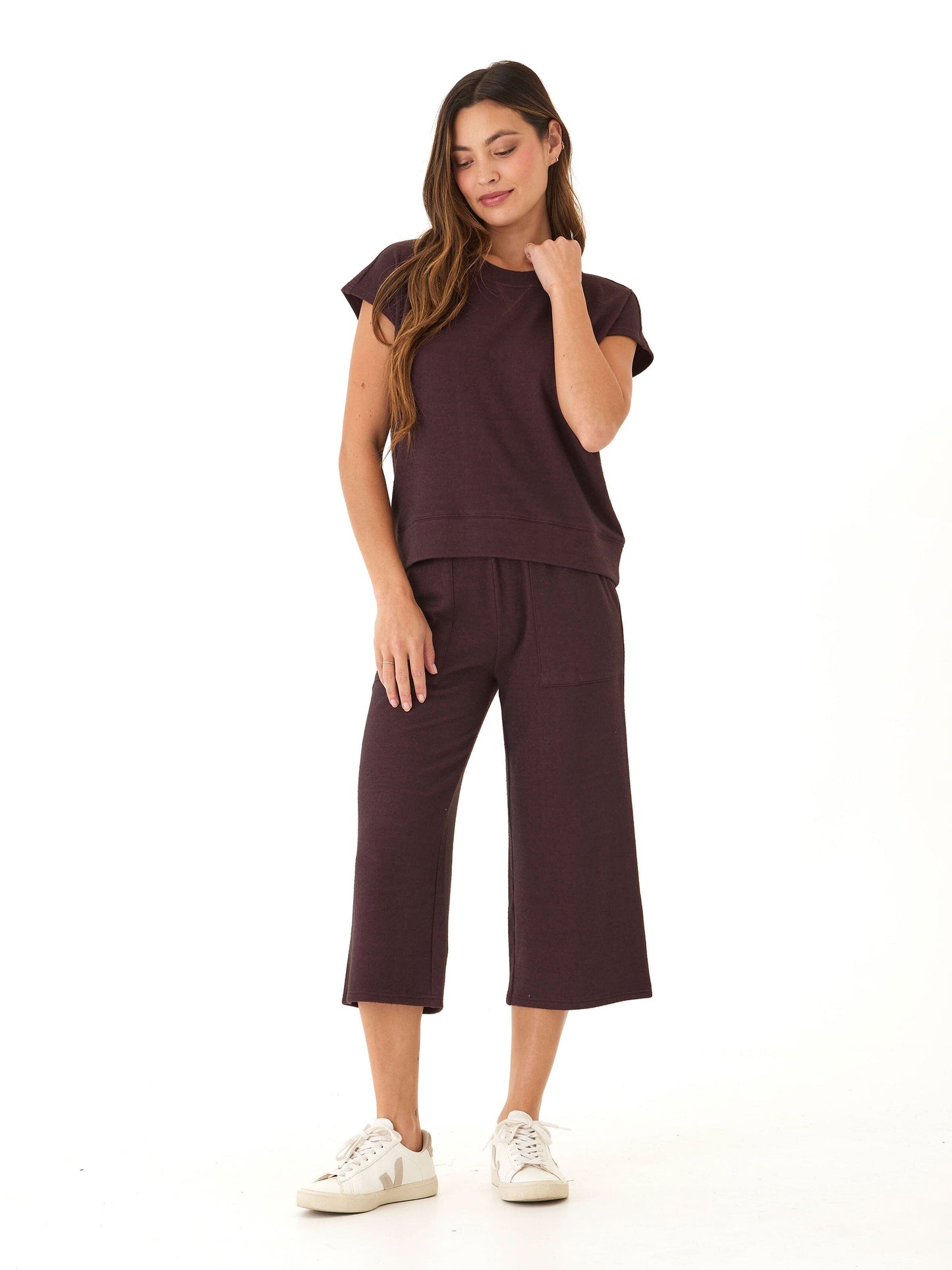Beatrice Dream Fleece Wide Leg Capri Pant
