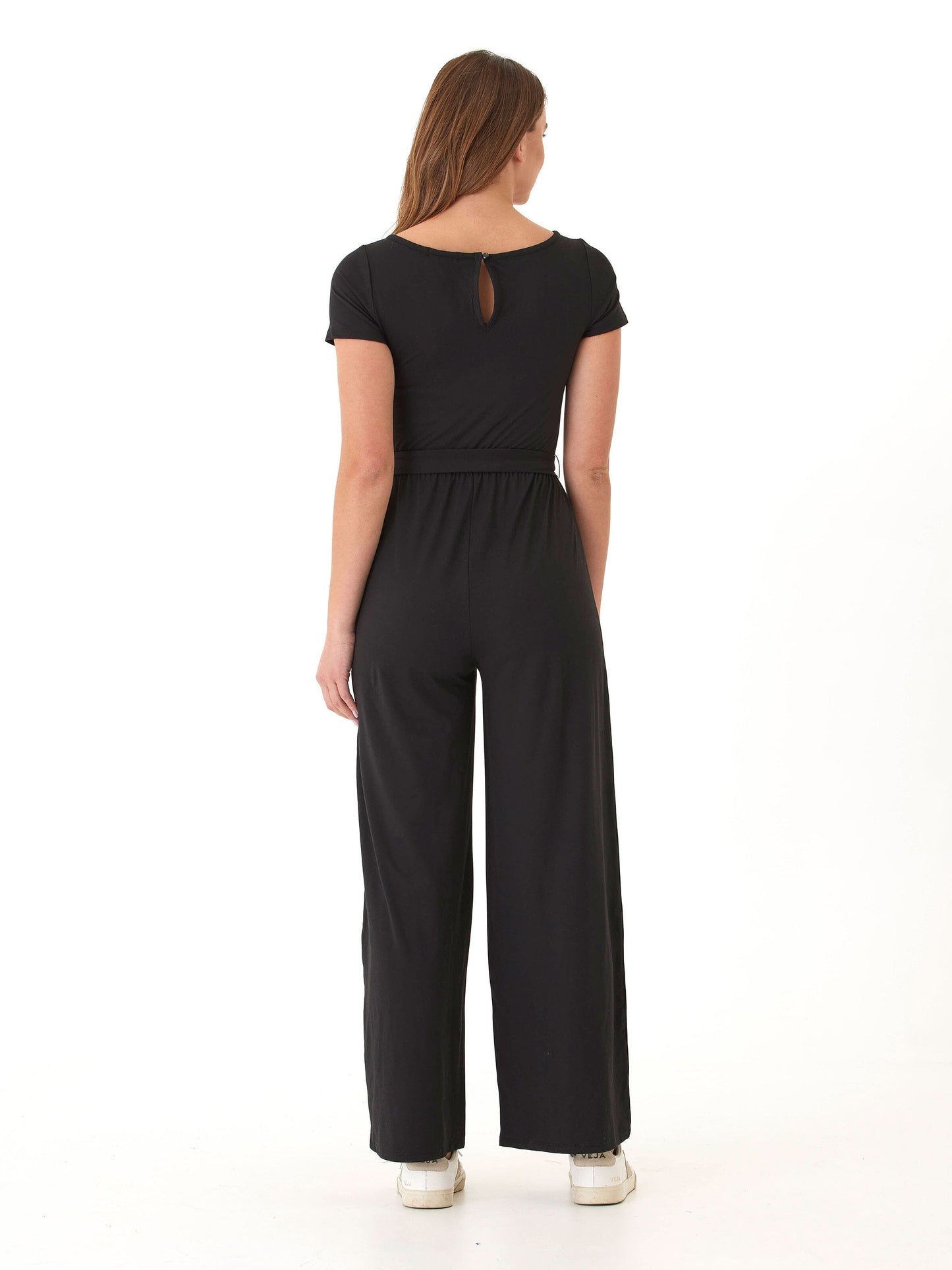Amaya Luxe Jersey Boatneck Short Sleeve Jumpsuit