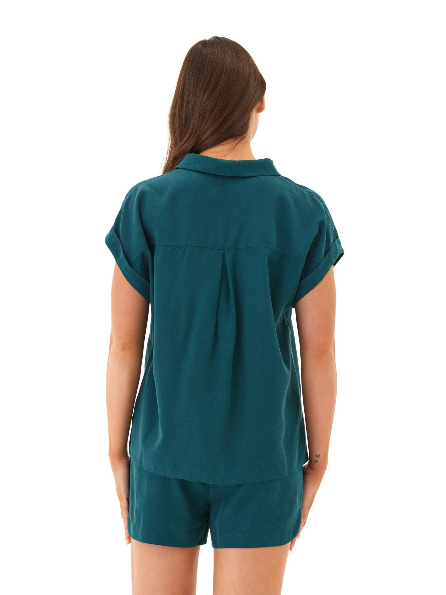 Arianna Breezy Linen Short Sleeve Button-Up