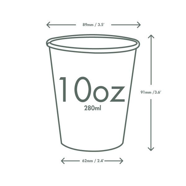 Vegware 10oz brown kraft hot cup, 89-Series (QTY:1000)