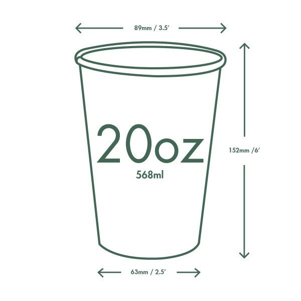 Vegware 20oz brown kraft hot cup, 89-Series (QTY:1000)