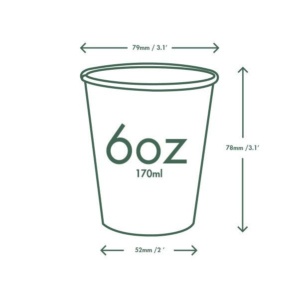 Vegware 6oz white hot cup, 79-Series (QTY:1000)