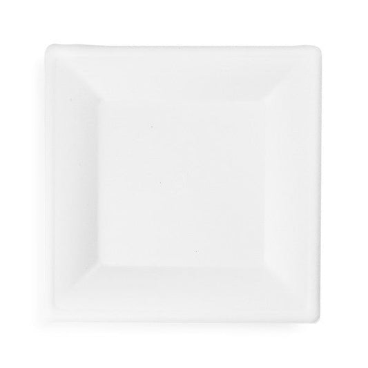 10in Square Plates | White Molded Fiber Vegware (QTY: 500)
