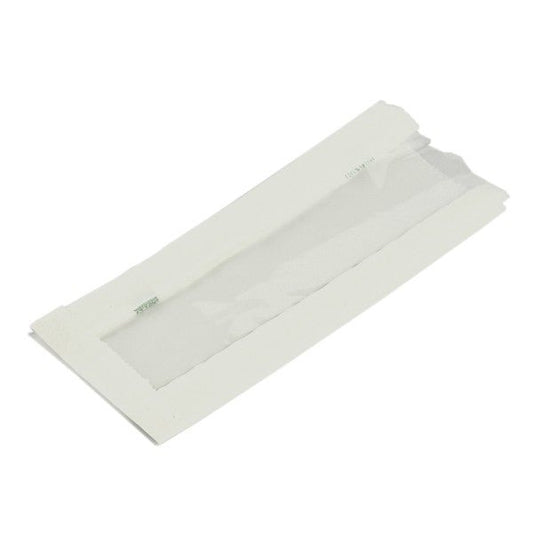 Vegware 4 x 2 x 10in glassine NatureFlex window hot bag (QTY:1000)