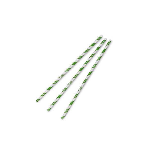 Vegware Jumbo green stripe 7mm ecovio straw, wrapped, 8.25in (QTY:5000)
