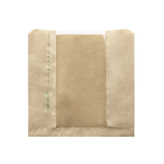 Vegware 8.5 x 8.5in Kraft NatureFlex Window Bag (QTY:1000)