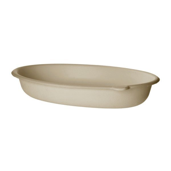 Vegware Nourish Gourmet 32oz Oval Bowl, Natural Molded Fiber (QTY:300)