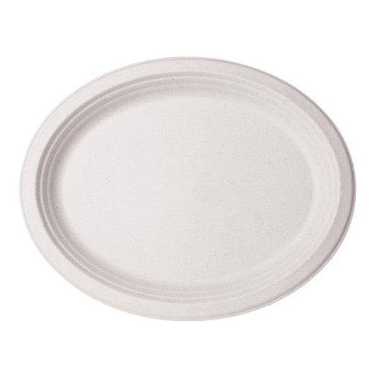 7x10in Oval Plates | White Molded Fiber Vegware (QTY: 500)