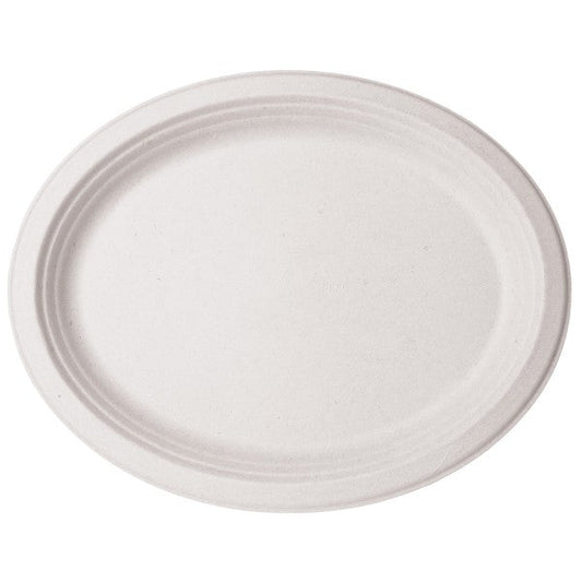 9x12in Oval Plates | White Molded Fiber Vegware (QTY: 500)